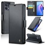 Custodia per telefono in pelle antifurto RFID CaseMe 023 con fibbia a farfalla, For OPPO Reno8 5G Global, For OPPO A96 4G Global/A36 4G/K10 4G/A76 4G