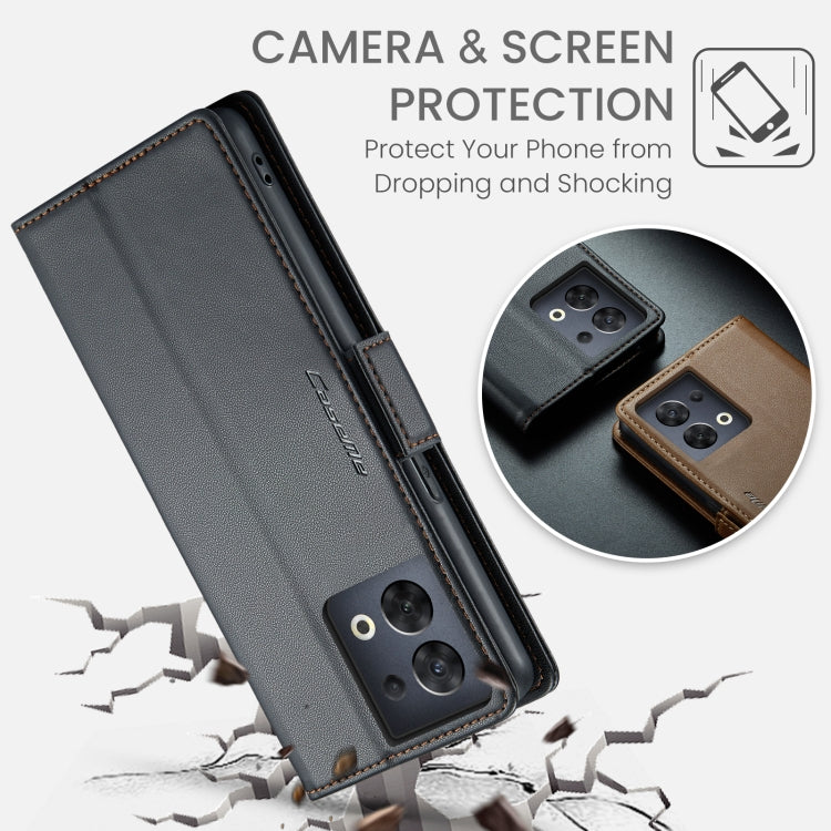 Custodia per telefono in pelle antifurto RFID CaseMe 023 con fibbia a farfalla, For OPPO Reno8 5G Global, For OPPO A96 4G Global/A36 4G/K10 4G/A76 4G