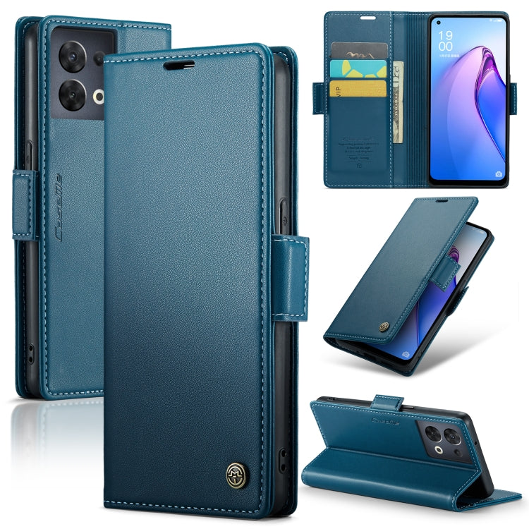 Custodia per telefono in pelle antifurto RFID CaseMe 023 con fibbia a farfalla, For OPPO Reno8 5G Global, For OPPO A96 4G Global/A36 4G/K10 4G/A76 4G