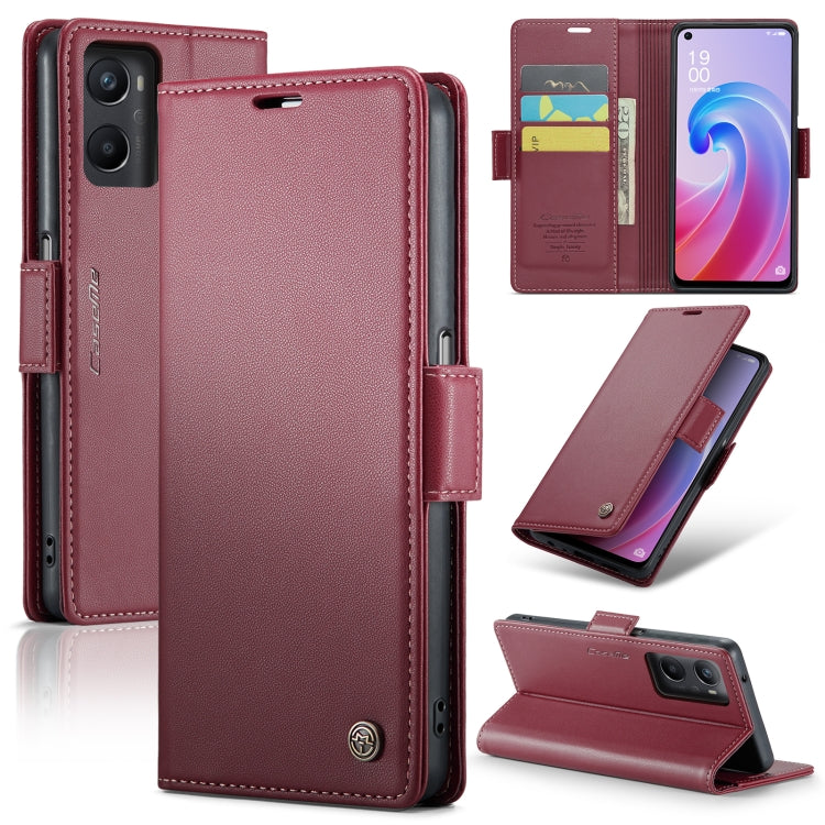 Custodia per telefono in pelle antifurto RFID CaseMe 023 con fibbia a farfalla, For OPPO Reno8 5G Global, For OPPO A96 4G Global/A36 4G/K10 4G/A76 4G
