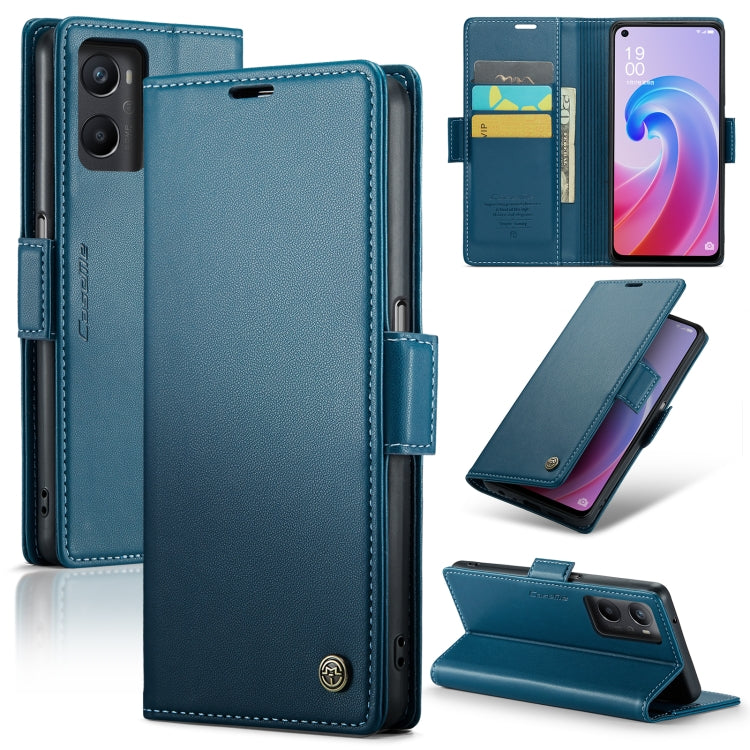 Custodia per telefono in pelle antifurto RFID CaseMe 023 con fibbia a farfalla, For OPPO Reno8 5G Global, For OPPO A96 4G Global/A36 4G/K10 4G/A76 4G