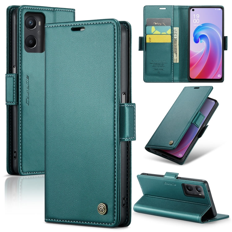 Custodia per telefono in pelle antifurto RFID CaseMe 023 con fibbia a farfalla, For OPPO Reno8 5G Global, For OPPO A96 4G Global/A36 4G/K10 4G/A76 4G