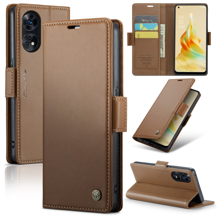 Custodia per telefono in pelle antifurto RFID CaseMe 023 con fibbia a farfalla, For OPPO A57 4G Global/A57s 4G Global, For OPPO Reno8 T 4G, For OPPO Reno10 5G Global／Reno10 Pro Global, For OPPO A77 4G Global / A57e 4G