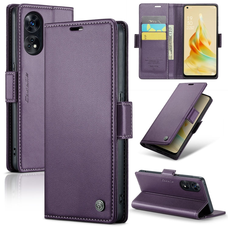 Custodia per telefono in pelle antifurto RFID CaseMe 023 con fibbia a farfalla, For OPPO A57 4G Global/A57s 4G Global, For OPPO Reno8 T 4G, For OPPO Reno10 5G Global／Reno10 Pro Global, For OPPO A77 4G Global / A57e 4G