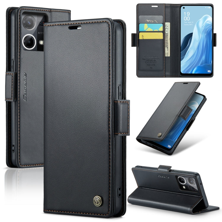 Custodia per telefono in pelle antifurto RFID CaseMe 023 con fibbia a farfalla, For OPPO Reno8 Lite Global, For OPPO F21 Pro 5G Globa/Reno8 Z Global, For OPPO Reno7 4G Indonesia/F21 Pro 4G/Reno8 4G, For OPPO Reno8 T 5G/A1 Pro 5G