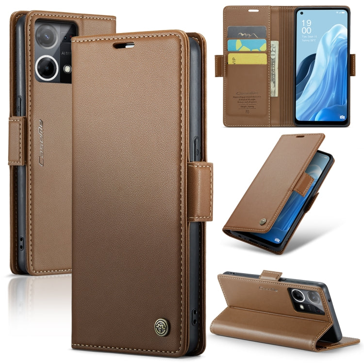 Custodia per telefono in pelle antifurto RFID CaseMe 023 con fibbia a farfalla, For OPPO Reno8 Lite Global, For OPPO F21 Pro 5G Globa/Reno8 Z Global, For OPPO Reno7 4G Indonesia/F21 Pro 4G/Reno8 4G, For OPPO Reno8 T 5G/A1 Pro 5G
