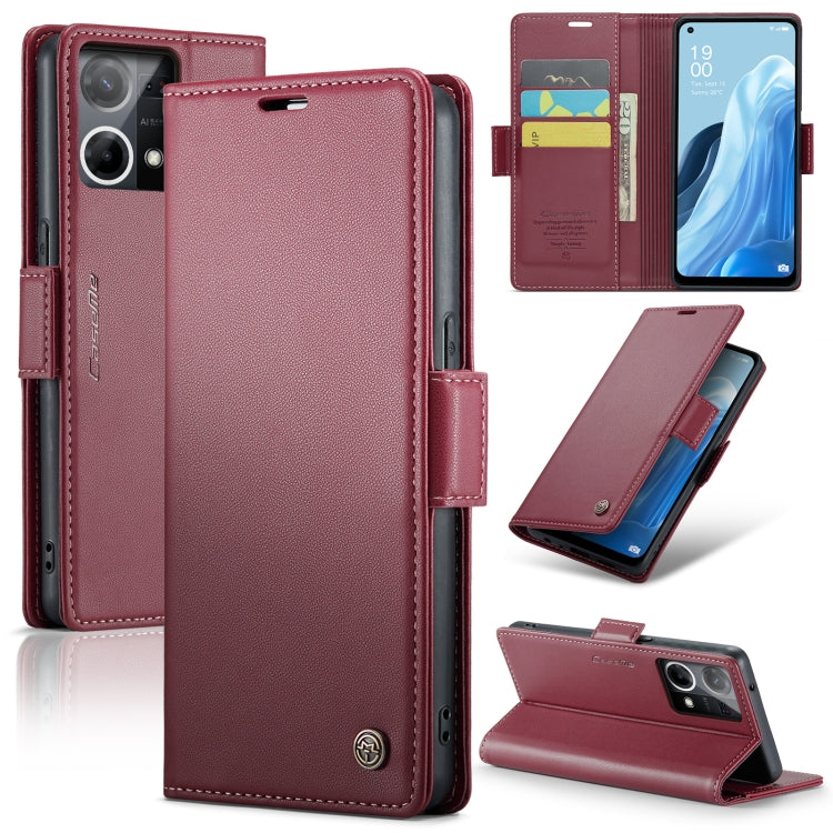 Custodia per telefono in pelle antifurto RFID CaseMe 023 con fibbia a farfalla, For OPPO Reno8 Lite Global, For OPPO F21 Pro 5G Globa/Reno8 Z Global, For OPPO Reno7 4G Indonesia/F21 Pro 4G/Reno8 4G, For OPPO Reno8 T 5G/A1 Pro 5G