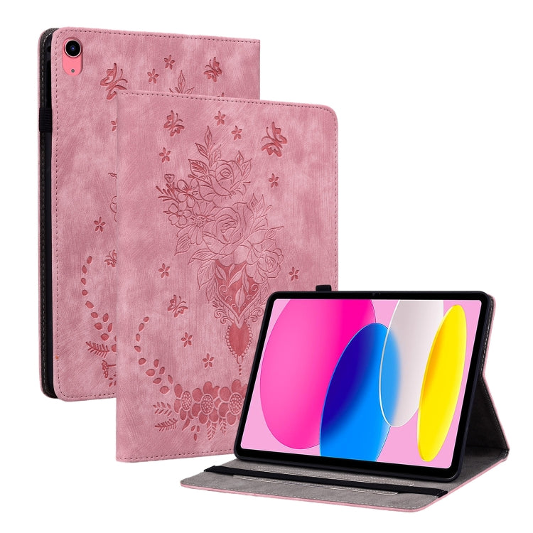 Custodia per iPad 10th Gen in pelle farfalla rosa