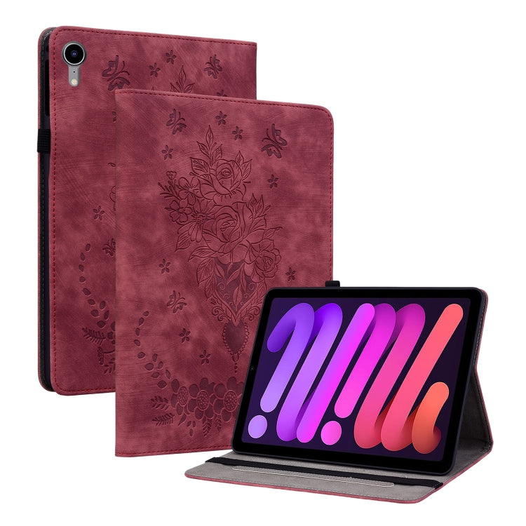 Custodia Smart Tablet in pelle goffrata farfalla rosa, For iPad Air 11 2025 / 2024, For iPad mini 2024 / mini 6, For iPad Pro 11 2024, For iPad 10.2 2021 / Air 10.5 2019
