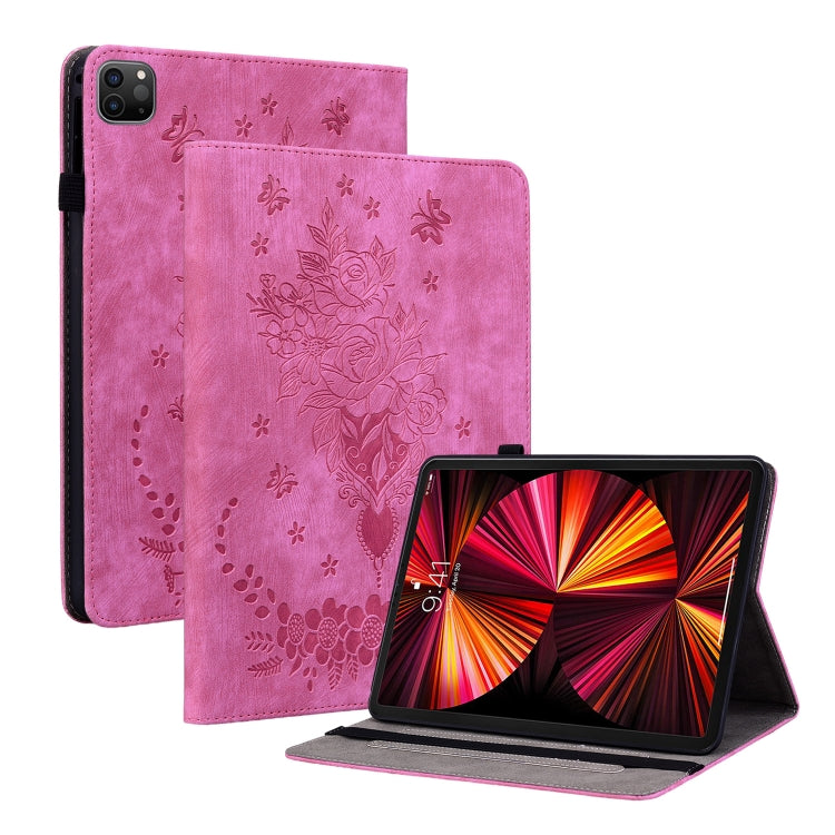Custodia Smart Tablet in pelle goffrata farfalla rosa, For iPad Pro 11 2021 / Air 4 2020, For iPad mini 5 / 4 / 3 / 2 / 1, For iPad 9.7 2018 / 2017 / Air / Air 2