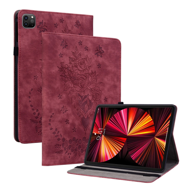 Custodia Smart Tablet in pelle goffrata farfalla rosa, For iPad Pro 11 2021 / Air 4 2020, For iPad mini 5 / 4 / 3 / 2 / 1, For iPad 9.7 2018 / 2017 / Air / Air 2