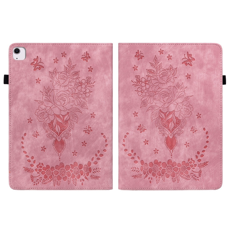 Custodia Smart Tablet in pelle goffrata farfalla rosa, For iPad Air 11 2025 / 2024, For iPad mini 2024 / mini 6, For iPad Pro 11 2024, For iPad 10.2 2021 / Air 10.5 2019
