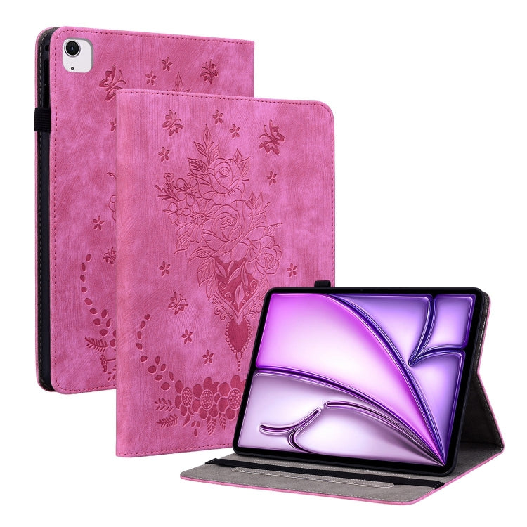 Custodia Smart Tablet in pelle goffrata farfalla rosa, For iPad Air 11 2025 / 2024, For iPad mini 2024 / mini 6, For iPad Pro 11 2024, For iPad 10.2 2021 / Air 10.5 2019