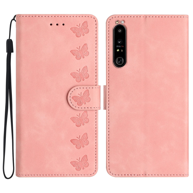 Custodia per telefono in pelle goffrata con sette farfalle, For Sony Xperia 1 IV, For Sony Xperia L4, For Sony Xperia 5, For Sony Xperia L3