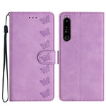 Custodia per telefono in pelle goffrata con sette farfalle, For Sony Xperia 1 IV, For Sony Xperia L4, For Sony Xperia 5, For Sony Xperia L3