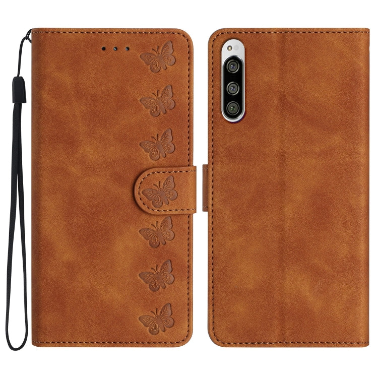 Custodia per telefono in pelle goffrata con sette farfalle, For Sony Xperia 1 IV, For Sony Xperia L4, For Sony Xperia 5, For Sony Xperia L3