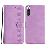 Custodia per telefono in pelle goffrata con sette farfalle, For Sony Xperia 1 IV, For Sony Xperia L4, For Sony Xperia 5, For Sony Xperia L3