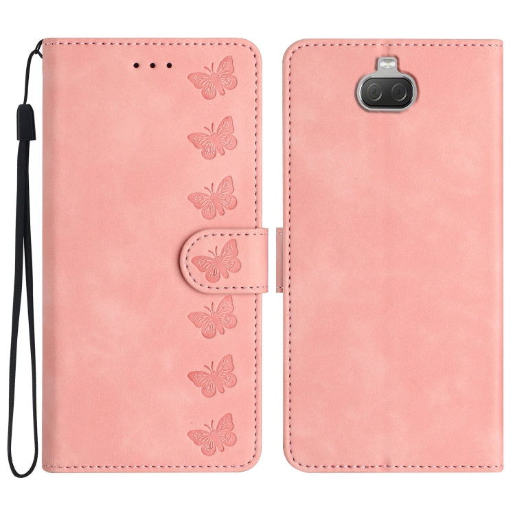 Custodia per telefono in pelle goffrata con sette farfalle, For Sony Xperia 10