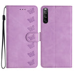 Custodia per telefono in pelle goffrata con sette farfalle, For Sony Xperia 10 VI, For Sony Xperia 1 VI, For Sony Xperia 1 V 2023, For Sony Xperia 10 V 2023