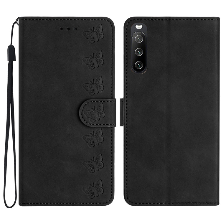 Custodia per telefono in pelle goffrata con sette farfalle, For Sony Xperia 10 VI, For Sony Xperia 1 VI, For Sony Xperia 1 V 2023, For Sony Xperia 10 V 2023