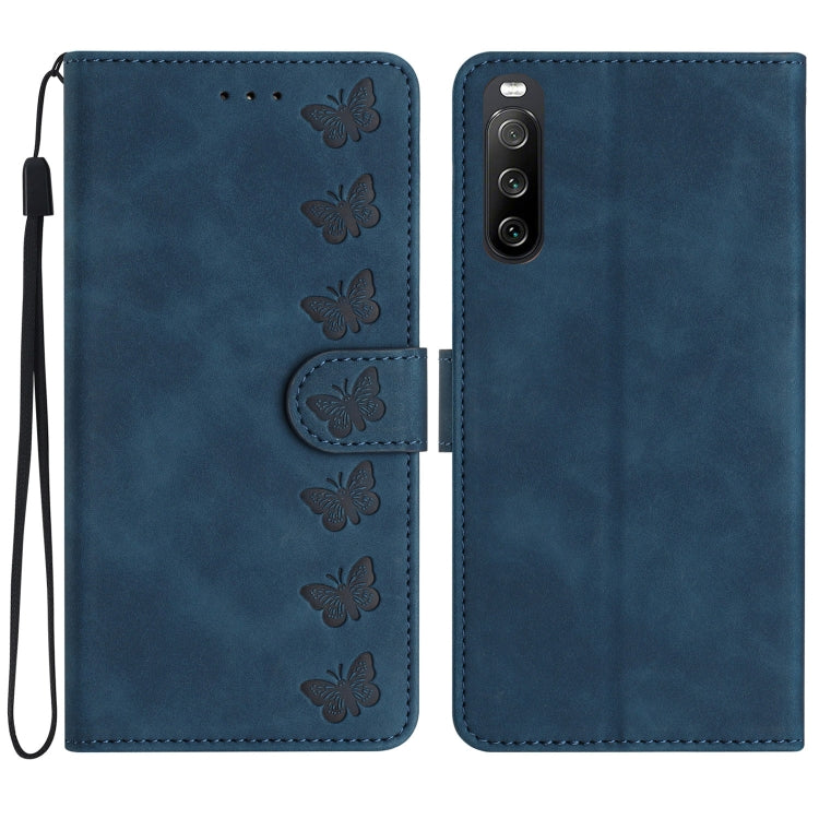 Custodia per telefono in pelle goffrata con sette farfalle, For Sony Xperia 10 VI, For Sony Xperia 1 VI, For Sony Xperia 1 V 2023, For Sony Xperia 10 V 2023