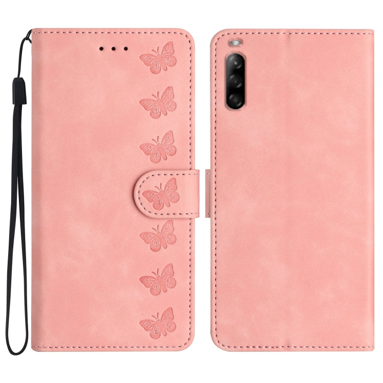 Custodia per telefono in pelle goffrata con sette farfalle, For Sony Xperia 1 IV, For Sony Xperia L4, For Sony Xperia 5, For Sony Xperia L3