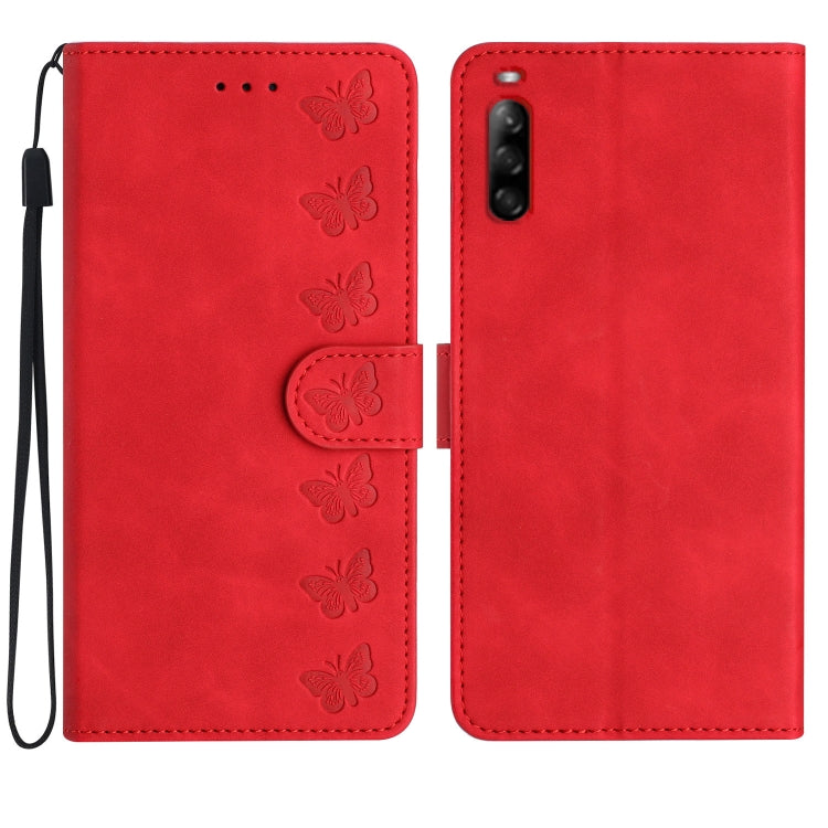 Custodia per telefono in pelle goffrata con sette farfalle, For Sony Xperia 1 IV, For Sony Xperia L4, For Sony Xperia 5, For Sony Xperia L3