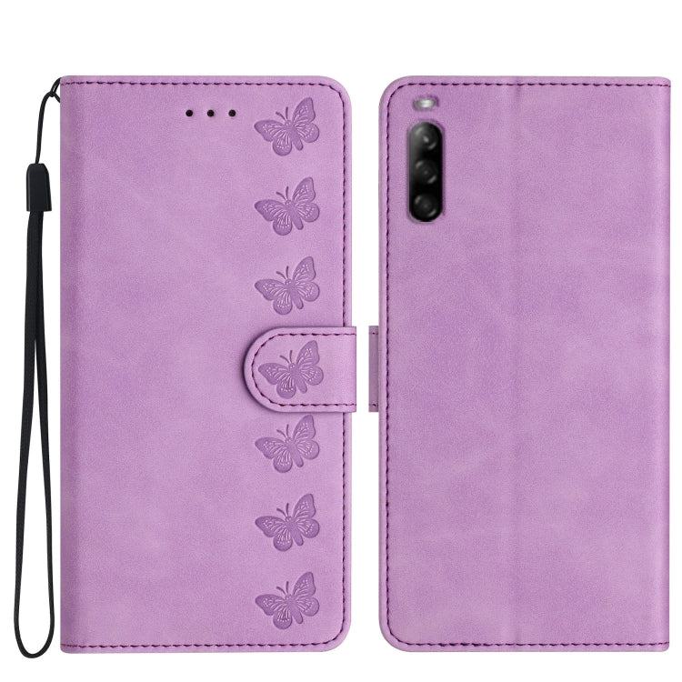 Custodia per telefono in pelle goffrata con sette farfalle, For Sony Xperia 1 IV, For Sony Xperia L4, For Sony Xperia 5, For Sony Xperia L3