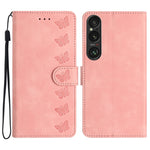 Custodia per telefono in pelle goffrata con sette farfalle, For Sony Xperia 10 VI, For Sony Xperia 1 VI, For Sony Xperia 1 V 2023, For Sony Xperia 10 V 2023