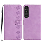 Custodia per telefono in pelle goffrata con sette farfalle, For Sony Xperia 10 VI, For Sony Xperia 1 VI, For Sony Xperia 1 V 2023, For Sony Xperia 10 V 2023