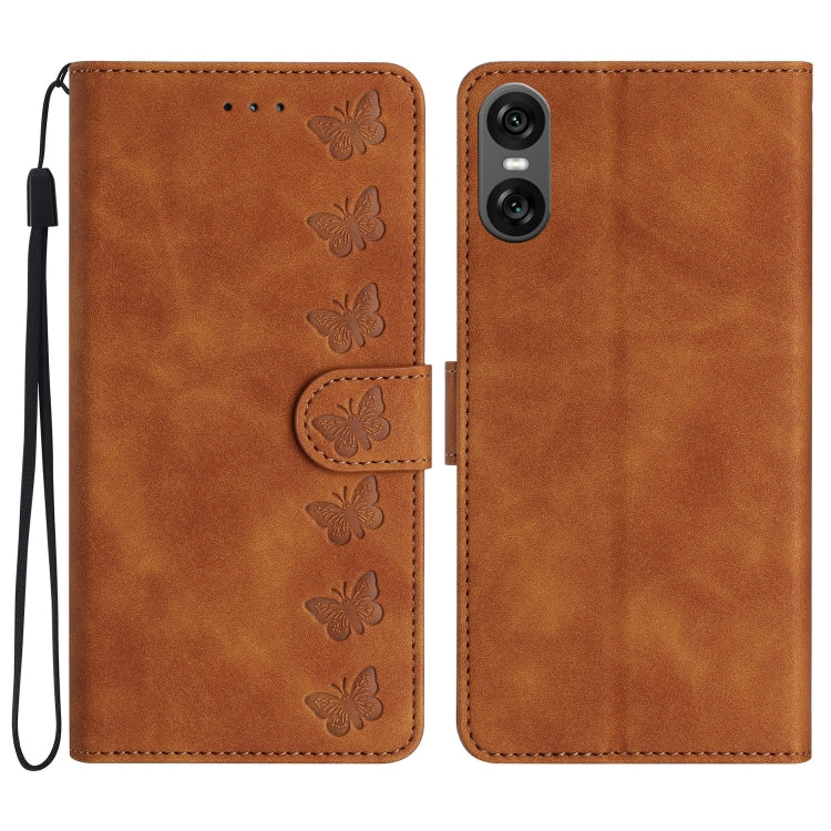 Custodia per telefono in pelle goffrata con sette farfalle, For Sony Xperia 10 VI, For Sony Xperia 1 VI, For Sony Xperia 1 V 2023, For Sony Xperia 10 V 2023