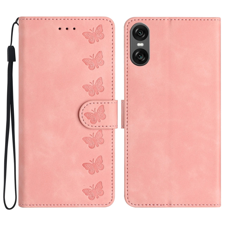 Custodia per telefono in pelle goffrata con sette farfalle, For Sony Xperia 10 VI, For Sony Xperia 1 VI, For Sony Xperia 1 V 2023, For Sony Xperia 10 V 2023