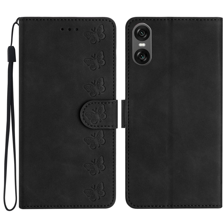 Custodia per telefono in pelle goffrata con sette farfalle, For Sony Xperia 10 VI, For Sony Xperia 1 VI, For Sony Xperia 1 V 2023, For Sony Xperia 10 V 2023