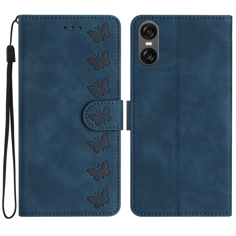 Custodia per telefono in pelle goffrata con sette farfalle, For Sony Xperia 10 VI, For Sony Xperia 1 VI, For Sony Xperia 1 V 2023, For Sony Xperia 10 V 2023