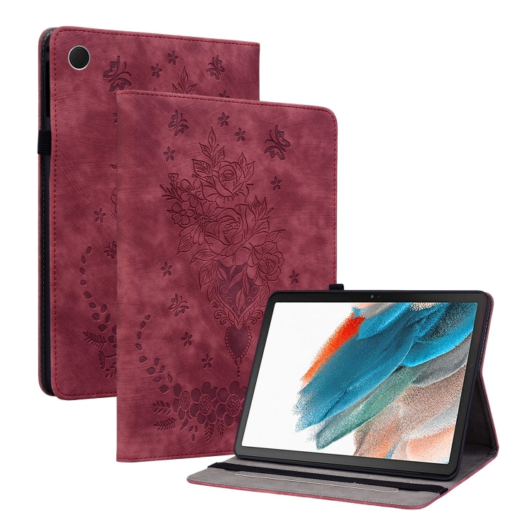 Custodia per tablet in pelle goffrata farfalla rosa, For Samsung Galaxy Tab S11, For Samsung Galaxy Tab А9+, For Samsung Galaxy Tab А9, For Samsung Galaxy Tab S9