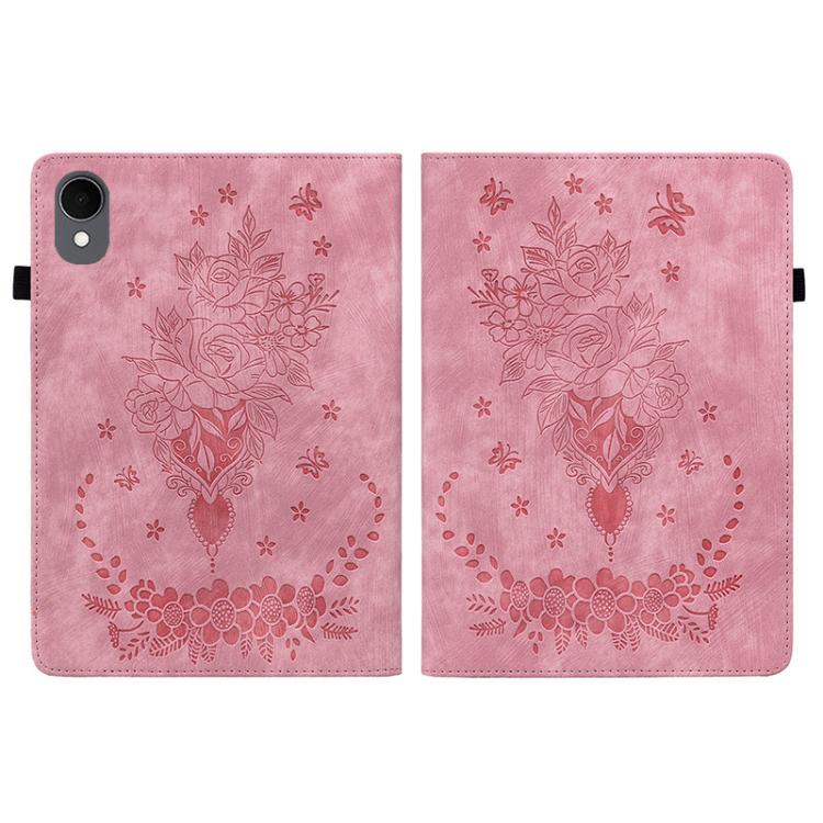 Custodia per tablet in pelle goffrata farfalla rosa, For Samsung Galaxy Tab S11, For Samsung Galaxy Tab А9+, For Samsung Galaxy Tab А9, For Samsung Galaxy Tab S9