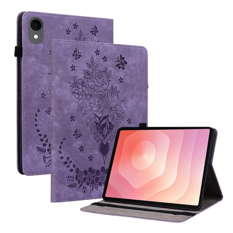 Custodia per tablet in pelle goffrata farfalla rosa, For Samsung Galaxy Tab S11, For Samsung Galaxy Tab А9+, For Samsung Galaxy Tab А9, For Samsung Galaxy Tab S9