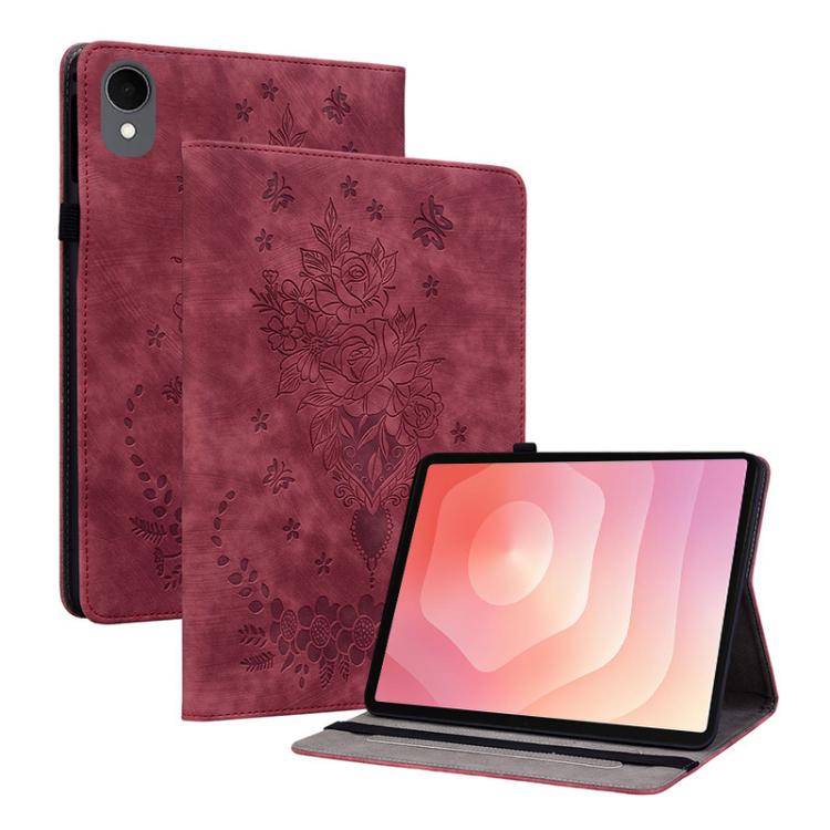 Custodia per tablet in pelle goffrata farfalla rosa, For Samsung Galaxy Tab S11, For Samsung Galaxy Tab А9+, For Samsung Galaxy Tab А9, For Samsung Galaxy Tab S9