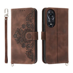 Custodia per telefono in pelle con portafoglio in rilievo con fiori al tatto, For OPPO A58 4G, For OPPO Reno10 Global / Reno10 Pro Global, For OPPO Reno10 Pro+ 5G, For OPPO A78 5G Global/A58x Global/A1x 5G