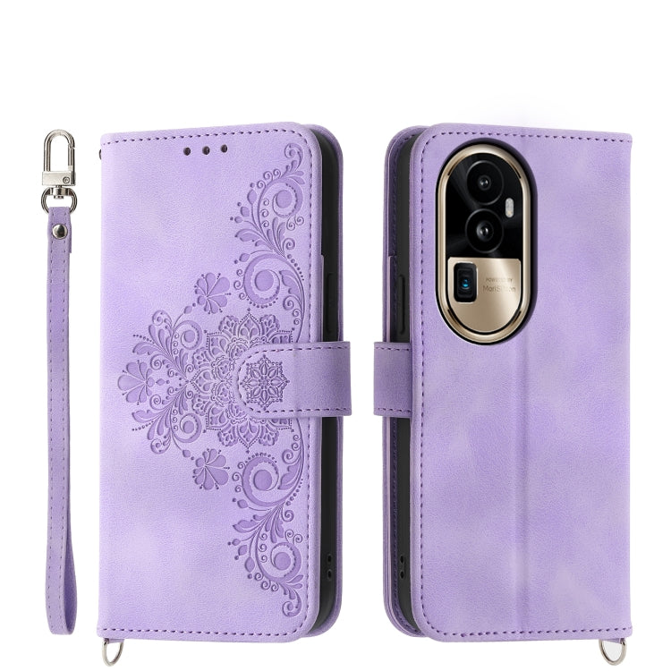 Custodia per telefono in pelle con portafoglio in rilievo con fiori al tatto, For OPPO A58 4G, For OPPO Reno10 Global / Reno10 Pro Global, For OPPO Reno10 Pro+ 5G, For OPPO A78 5G Global/A58x Global/A1x 5G