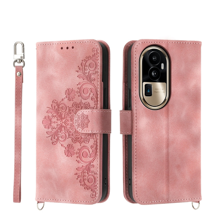 Custodia per telefono in pelle con portafoglio in rilievo con fiori al tatto, For OPPO A58 4G, For OPPO Reno10 Global / Reno10 Pro Global, For OPPO Reno10 Pro+ 5G, For OPPO A78 5G Global/A58x Global/A1x 5G