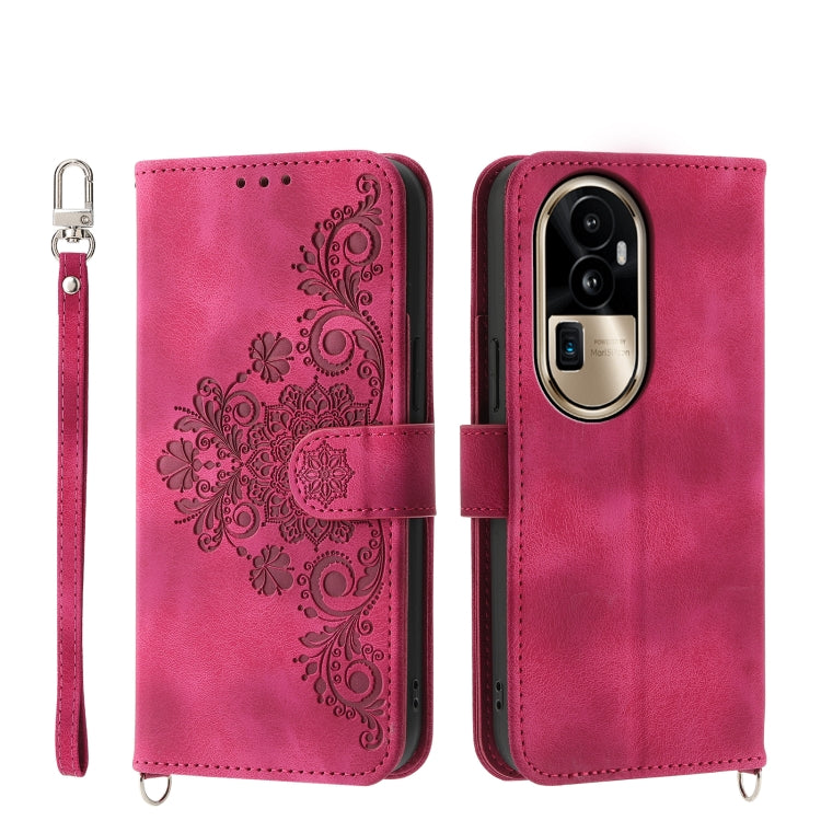 Custodia per telefono in pelle con portafoglio in rilievo con fiori al tatto, For OPPO A58 4G, For OPPO Reno10 Global / Reno10 Pro Global, For OPPO Reno10 Pro+ 5G, For OPPO A78 5G Global/A58x Global/A1x 5G