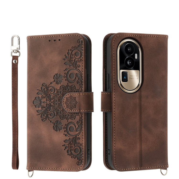 Custodia per telefono in pelle con portafoglio in rilievo con fiori al tatto, For OPPO A58 4G, For OPPO Reno10 Global / Reno10 Pro Global, For OPPO Reno10 Pro+ 5G, For OPPO A78 5G Global/A58x Global/A1x 5G