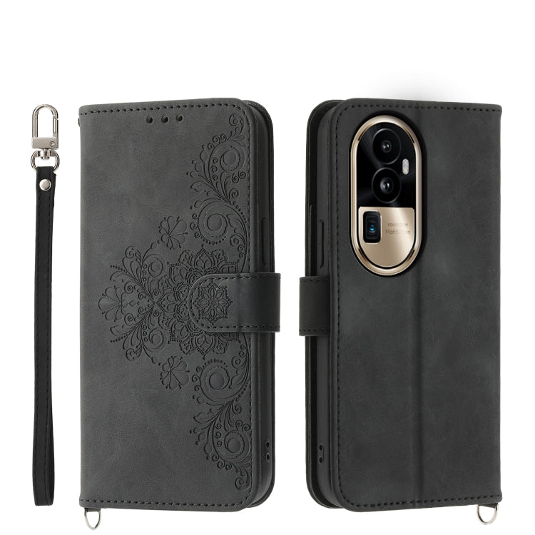 Custodia per telefono in pelle con portafoglio in rilievo con fiori al tatto, For OPPO A58 4G, For OPPO Reno10 Global / Reno10 Pro Global, For OPPO Reno10 Pro+ 5G, For OPPO A78 5G Global/A58x Global/A1x 5G