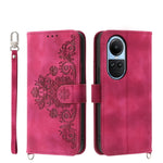 Custodia per telefono in pelle con portafoglio in rilievo con fiori al tatto, For OPPO A58 4G, For OPPO Reno10 Global / Reno10 Pro Global, For OPPO Reno10 Pro+ 5G, For OPPO A78 5G Global/A58x Global/A1x 5G