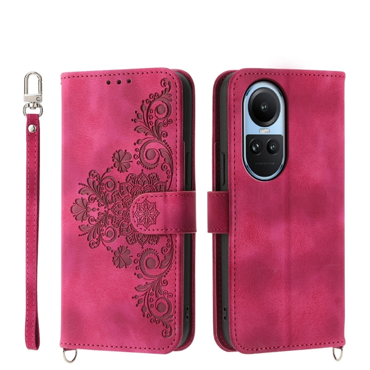 Custodia per telefono in pelle con portafoglio in rilievo con fiori al tatto, For OPPO A58 4G, For OPPO Reno10 Global / Reno10 Pro Global, For OPPO Reno10 Pro+ 5G, For OPPO A78 5G Global/A58x Global/A1x 5G
