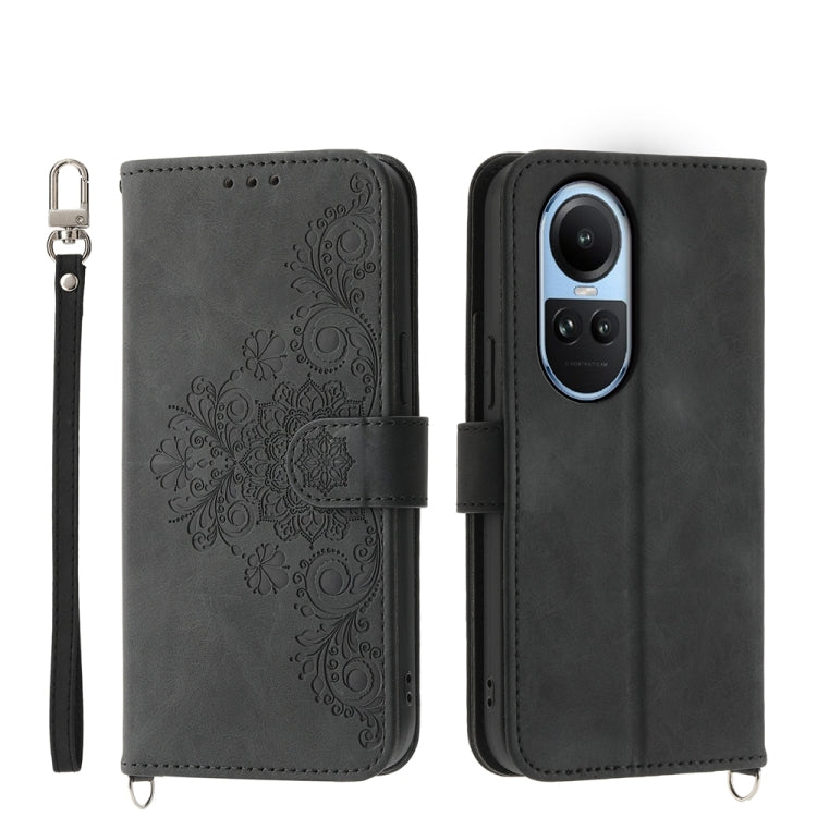 Custodia per telefono in pelle con portafoglio in rilievo con fiori al tatto, For OPPO A58 4G, For OPPO Reno10 Global / Reno10 Pro Global, For OPPO Reno10 Pro+ 5G, For OPPO A78 5G Global/A58x Global/A1x 5G