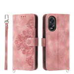 Custodia per telefono in pelle con portafoglio in rilievo con fiori al tatto, For OPPO Reno11 Pro, For OPPO Reno11, For OPPO A2, For OPPO A38 4G