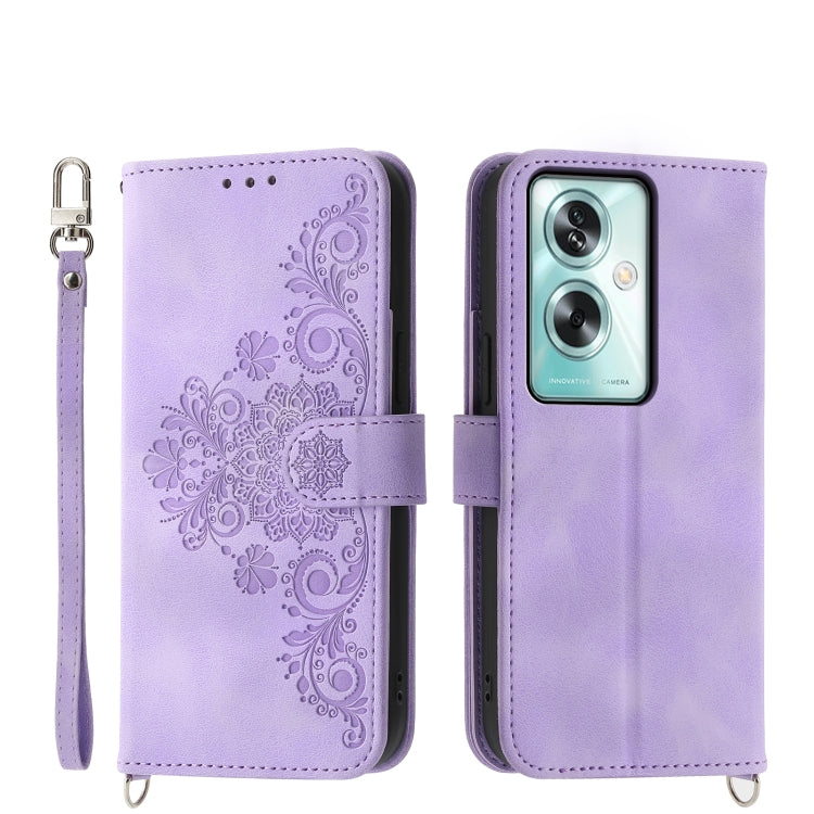 Custodia per telefono in pelle con portafoglio in rilievo con fiori al tatto, For OPPO A52, For OPPO A79 5G