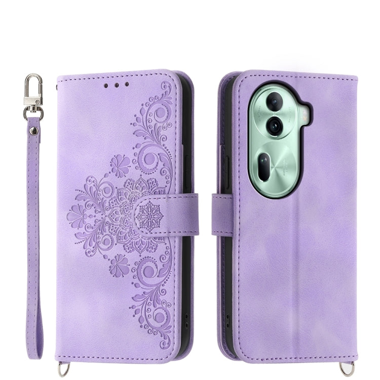 Custodia per telefono in pelle con portafoglio in rilievo con fiori al tatto, For OPPO Reno11 Pro, For OPPO Reno11, For OPPO A2, For OPPO A38 4G